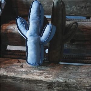 Blue and Brown Cactus-Shaped Decorative Pillow